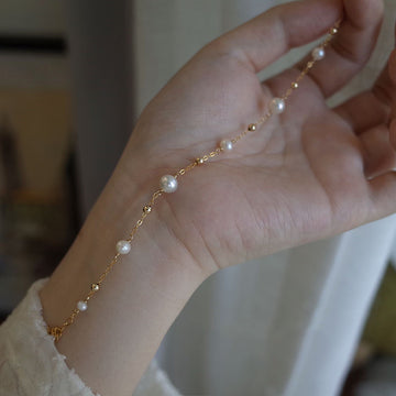 Elegant Freshwater Pearl Bracelet for Women – 14K Gold-Filled Chain