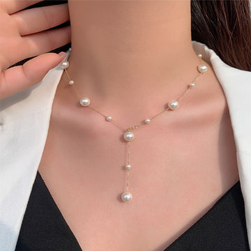 New 925 Silver Gypsy Pearl Necklace for Women