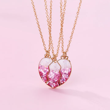 Children's Cute Alloy Drip Oil Necklace Set for Best Friends