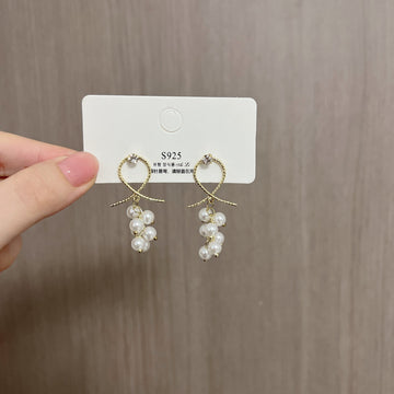 French Vintage Pearl Tassel Earrings for Women