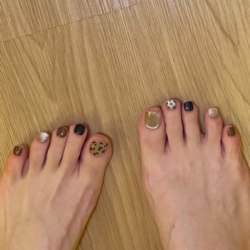 Handmade Leopard Print Cat Eye Toe Nail Press-Ons