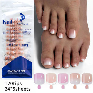 French Style Press-On Toe Nails – 120pcs Bag