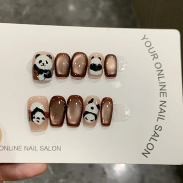 Sweet Panda—Handmade Press On Nails Watercolor Art & Soft Luxe Style