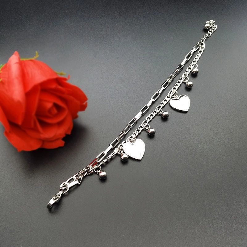 Double Layer Heart Bracelet - Punk, Cool, Hip Hop Wristband for Women