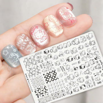 1pc Hello Kitty Cartoon Nail Stamping Plate for Nail Art Design