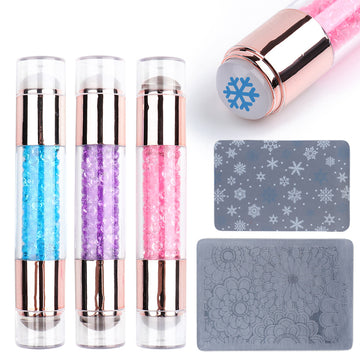 Double-Ended Silicone Nail Stamper – Clear & Milky Transfer Tool