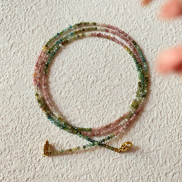 Natural Gradient Tourmaline Ultra-Fine Seed Bead Glasses Chain, Necklace & Earphone Holder