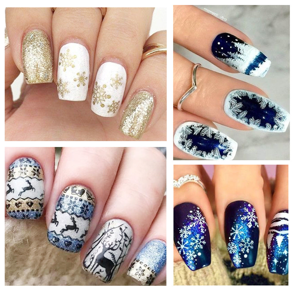 Round Nail Stamping Plate-Christmas Snowflake & Santa