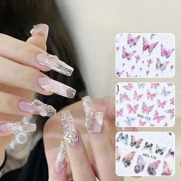 Rose Butterfly Nail Stickers – Colorful Adhesive Nail Decorations
