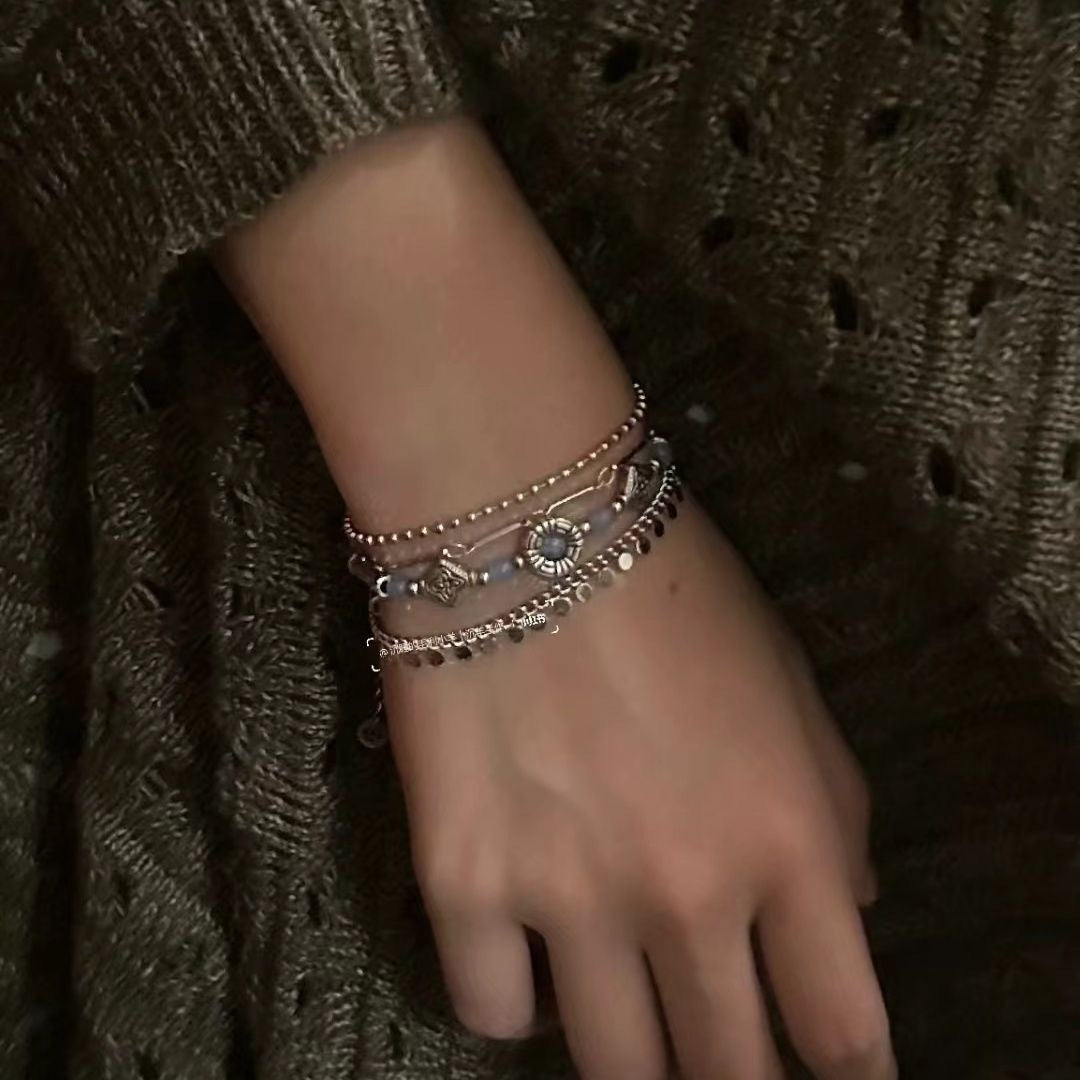 Exotic Retro Style Multi-layer Blue Fringed Bracelet New Exquisite Classical Bracelet for Women