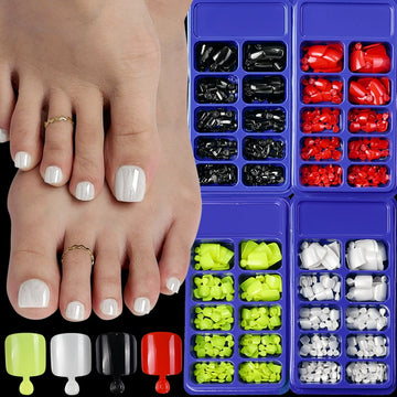 120pcs Wearable Press-On Toe Nails – Solid Color