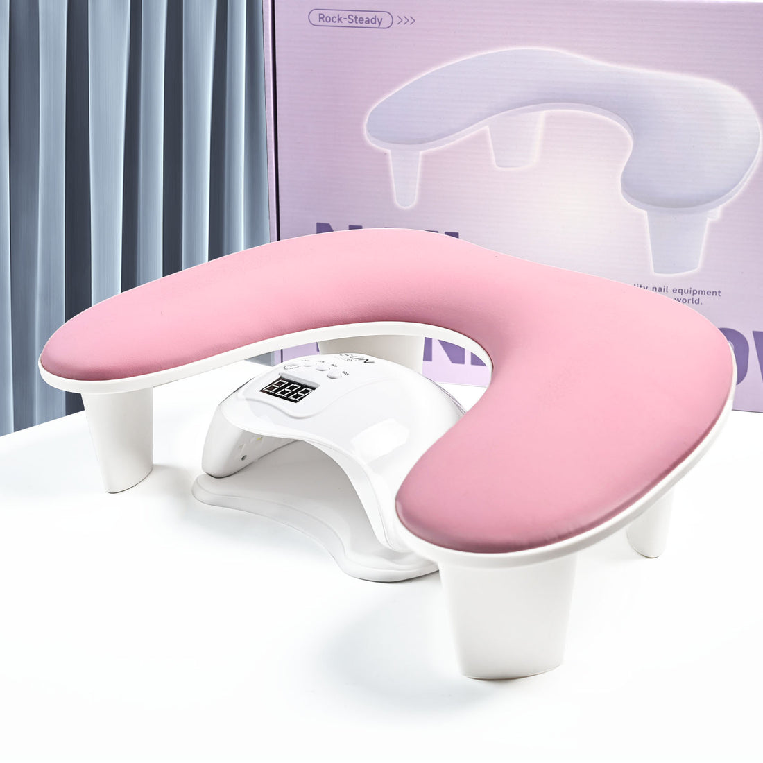U-Shaped Nail Armrest with Detachable Stand – PU Leather Comfort Hand Rest for Manicure