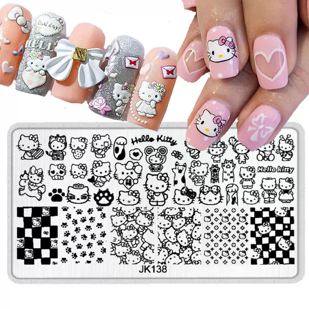 Cartoon Nail Stamping Plate – Kuromi & Kitty Print Design for Beginners