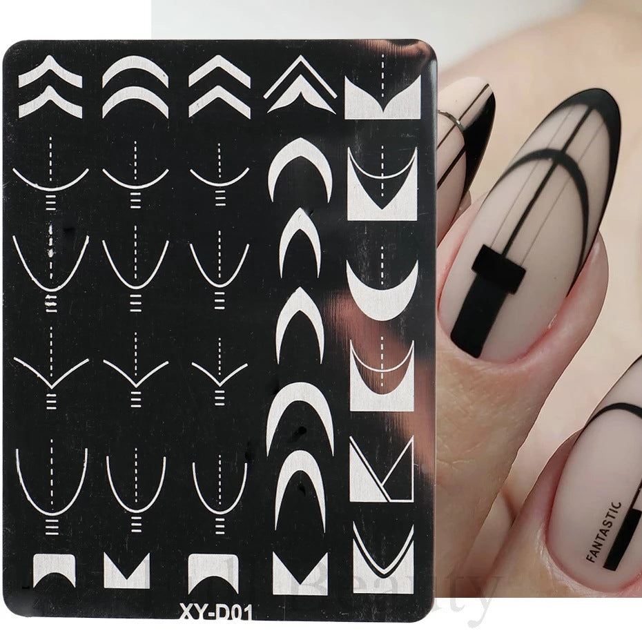French Nail Stamping Plate – Flower, Smile, Grid & Abstract Nail Art Template