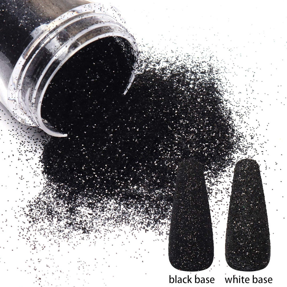 3-Color Nail Art Glitter  – Black White Clear Crystal Sand