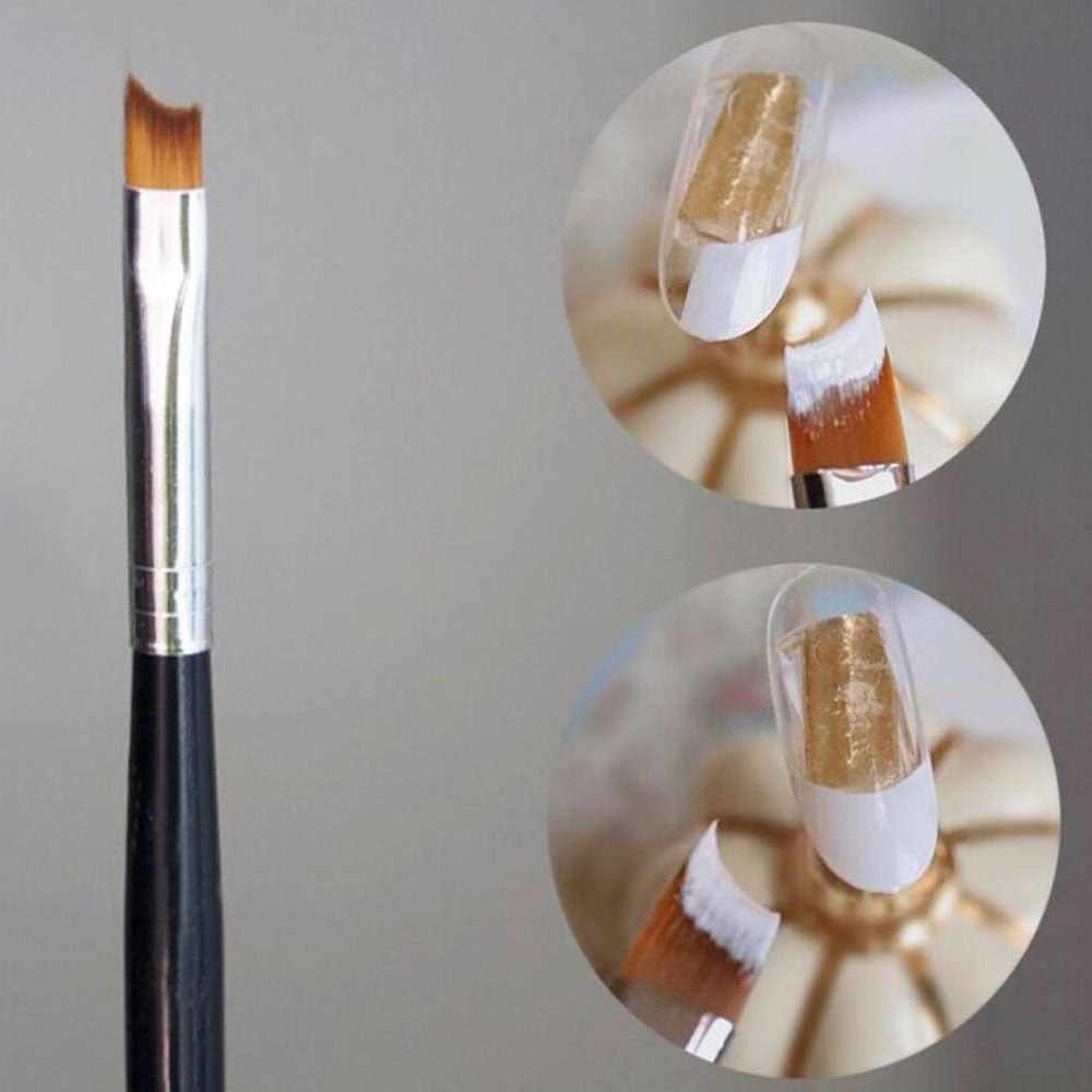 French Half-Moon Nail Art Brush – Angled Tip (Black Handle)