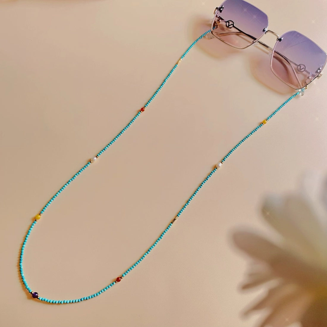Natural Stylish Turquoise Glasses Chain, Necklace & Earphone Holder