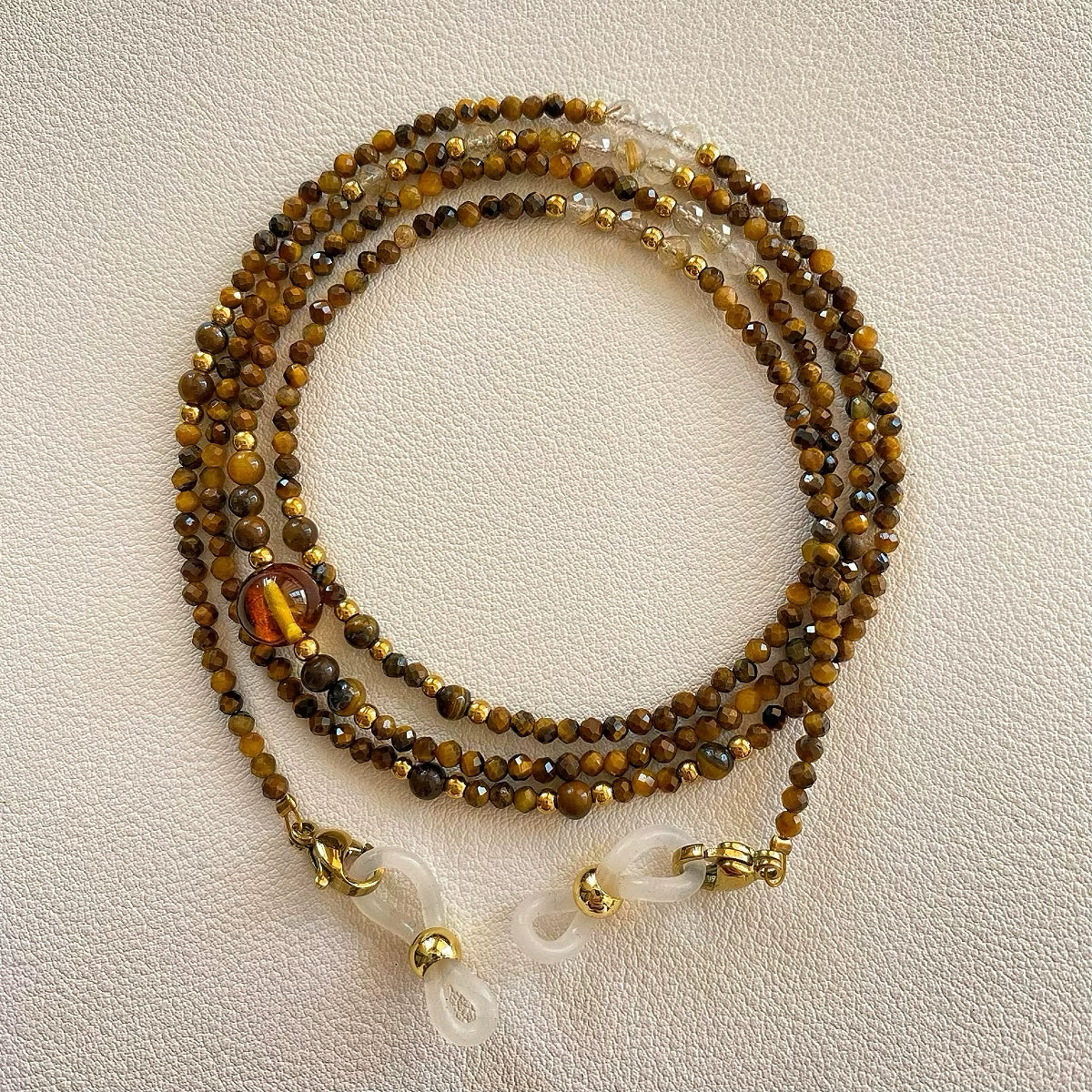 Natural Tiger Eye Glasses Chain, Necklace & Earphone Holder