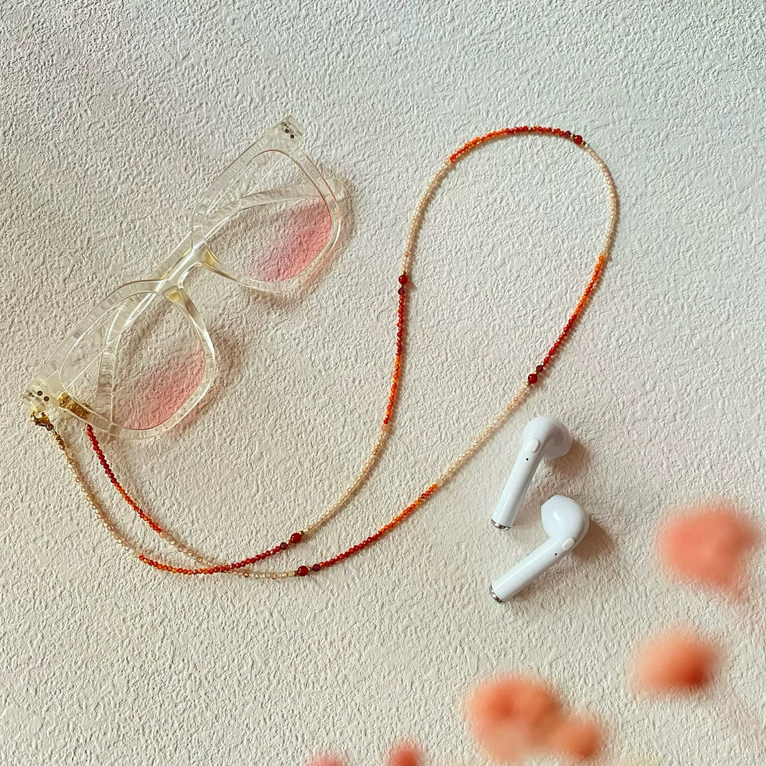Natural Sunstone & Zircon Glasses Chain, Necklace & Earphone Holder
