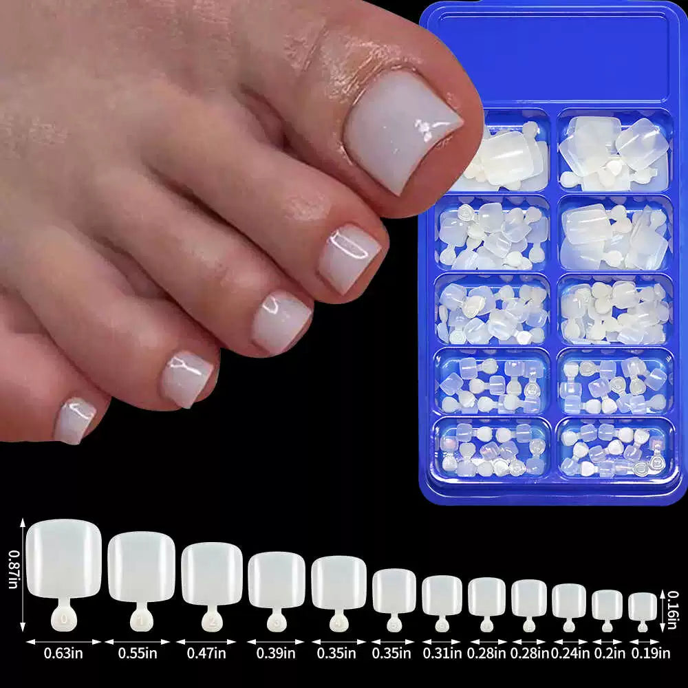 100pcs Boxed Press-On Toe Nails – Wine Red Solid Color