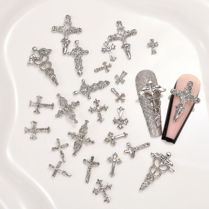 Nail Art Decorations Alloy White K Cross Croxin Nail Accessories