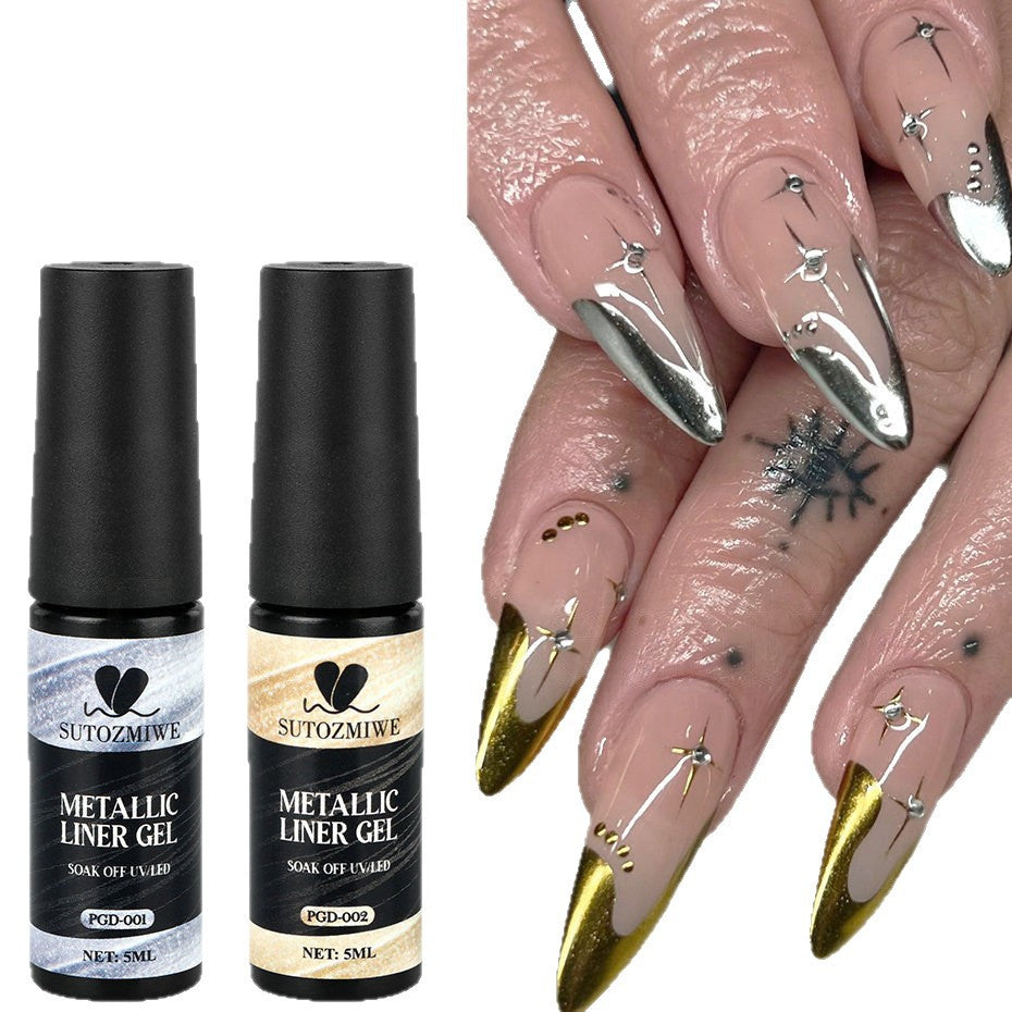 5ml Metallic Liner Gel Nail Polish – Gold & Silver Painting Gel