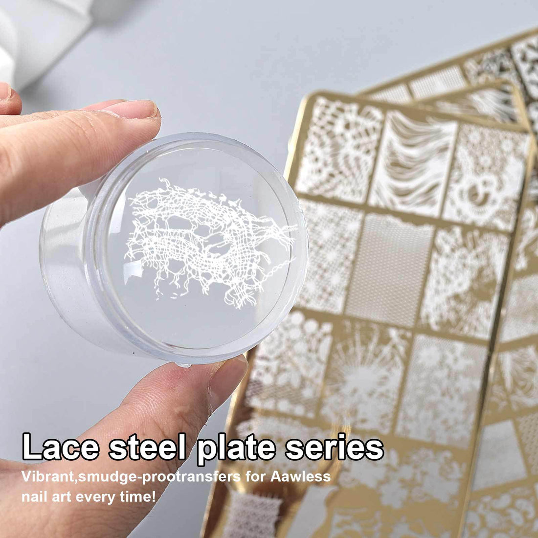 Premium Gold French Nail Stamping Plate – Multi-Pattern Nail Art Transfer Plate