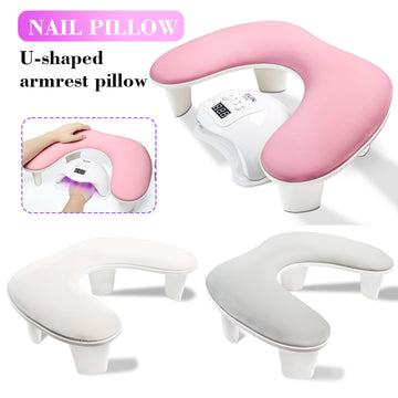 U-Shaped Nail Armrest with Detachable Stand – PU Leather Comfort Hand Rest for Manicure