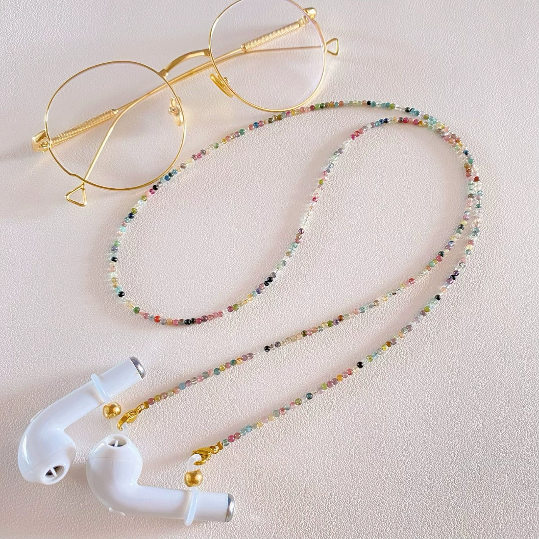 Natural Colorful Tourmaline Glasses Chain,Necklace & Earphone Holder