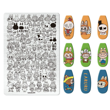 Labubu Nail Art Stamping Plate – Cute Monster Design Manicure Transfer Tool