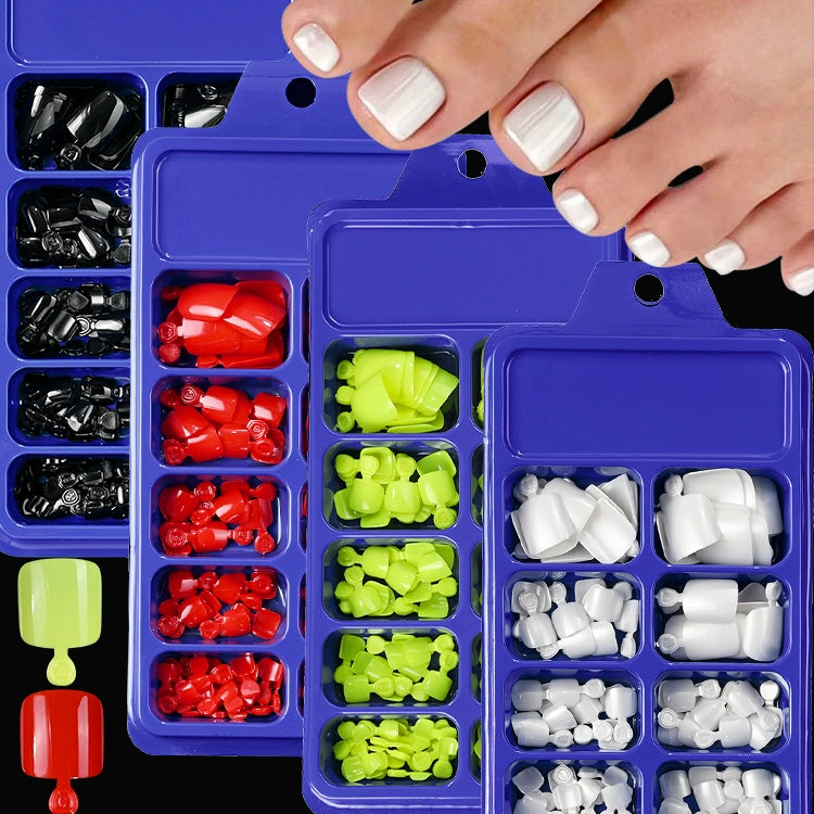 120pcs Wearable Press-On Toe Nails – Solid Color