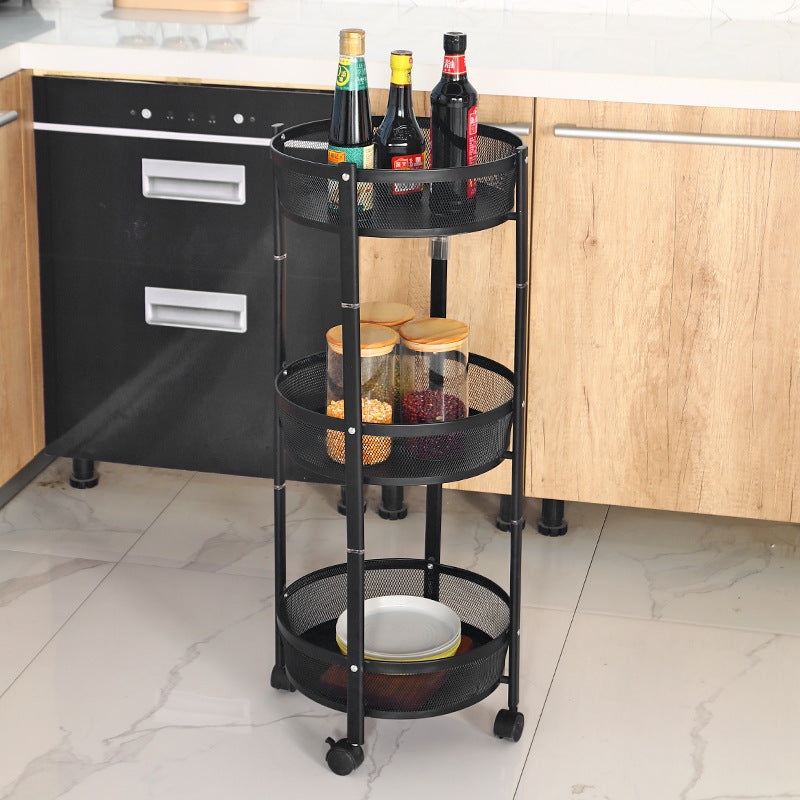 Multi-Layer Foldable Storage Cart – 360° Rotating Snack Organizer for Kitchen/Bathroom/Living Room