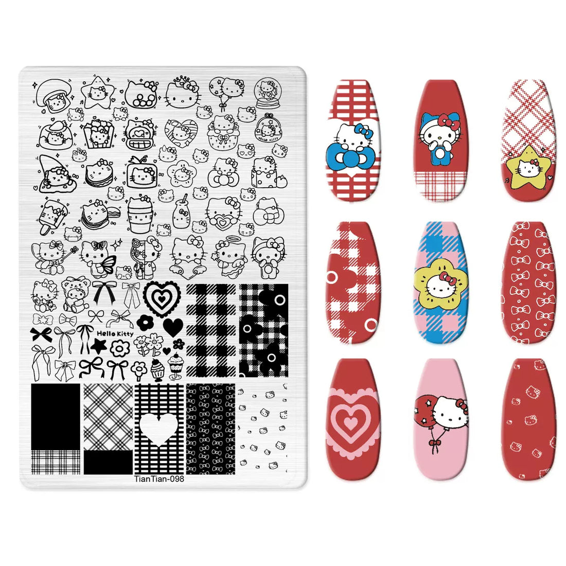 Hello Kitty Nail Art Stamping Plate – Cute Cat Design Manicure Transfer Tool