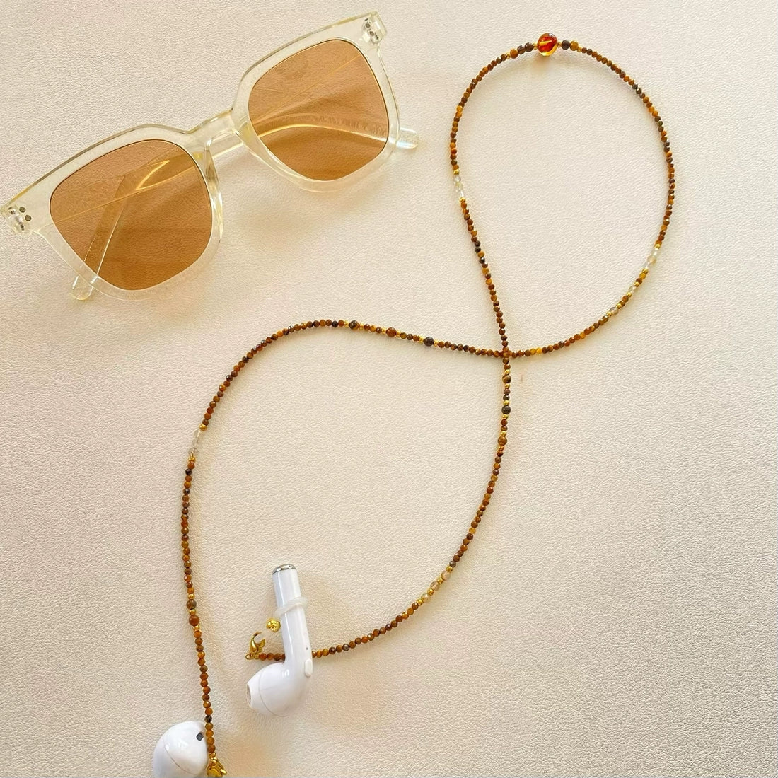 Natural Tiger Eye Glasses Chain, Necklace & Earphone Holder