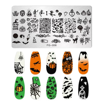 Halloween Dark Nail Stamping Plate – Gothic Halloween Nail Art Stamping Template