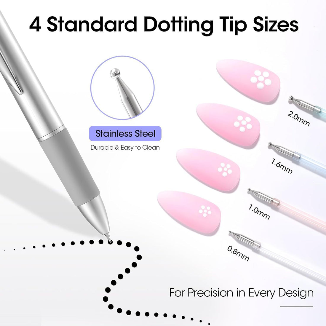 4-in-1 Press Dotting & Rhinestone Nail Art Pen (with AB Crystals)