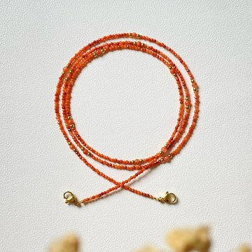 Premium Natural South Red Agate Glasses Chain – Ultra-Fine Beaded Necklace & Earphone Holder