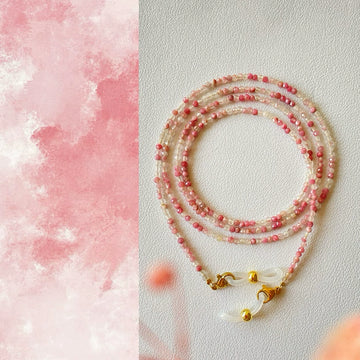 Natural Rhodonite Glasses Chain – Handmade Necklace & Earphone Holder