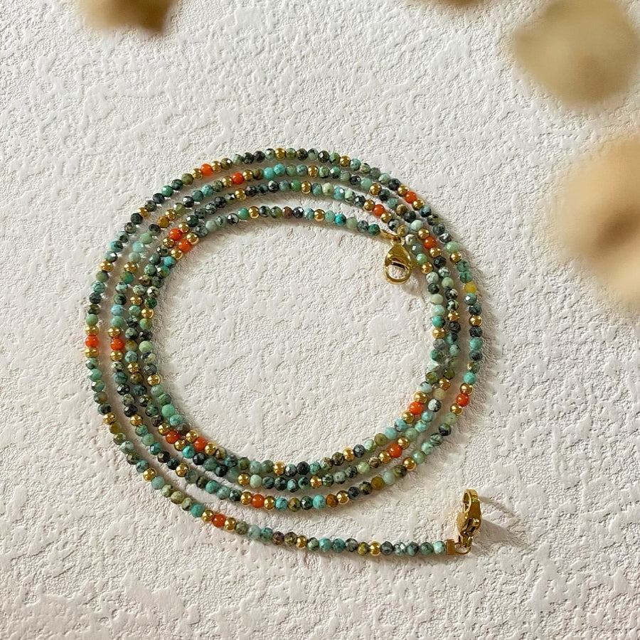 Natural Turquoise & South Red Agate Glasses Chain – 3-in-1 Necklace & Earphone Holder