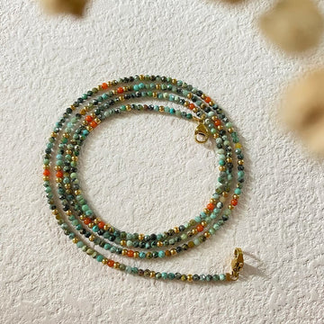 Natural Turquoise & South Red Agate Glasses Chain – 3-in-1 Necklace & Earphone Holder