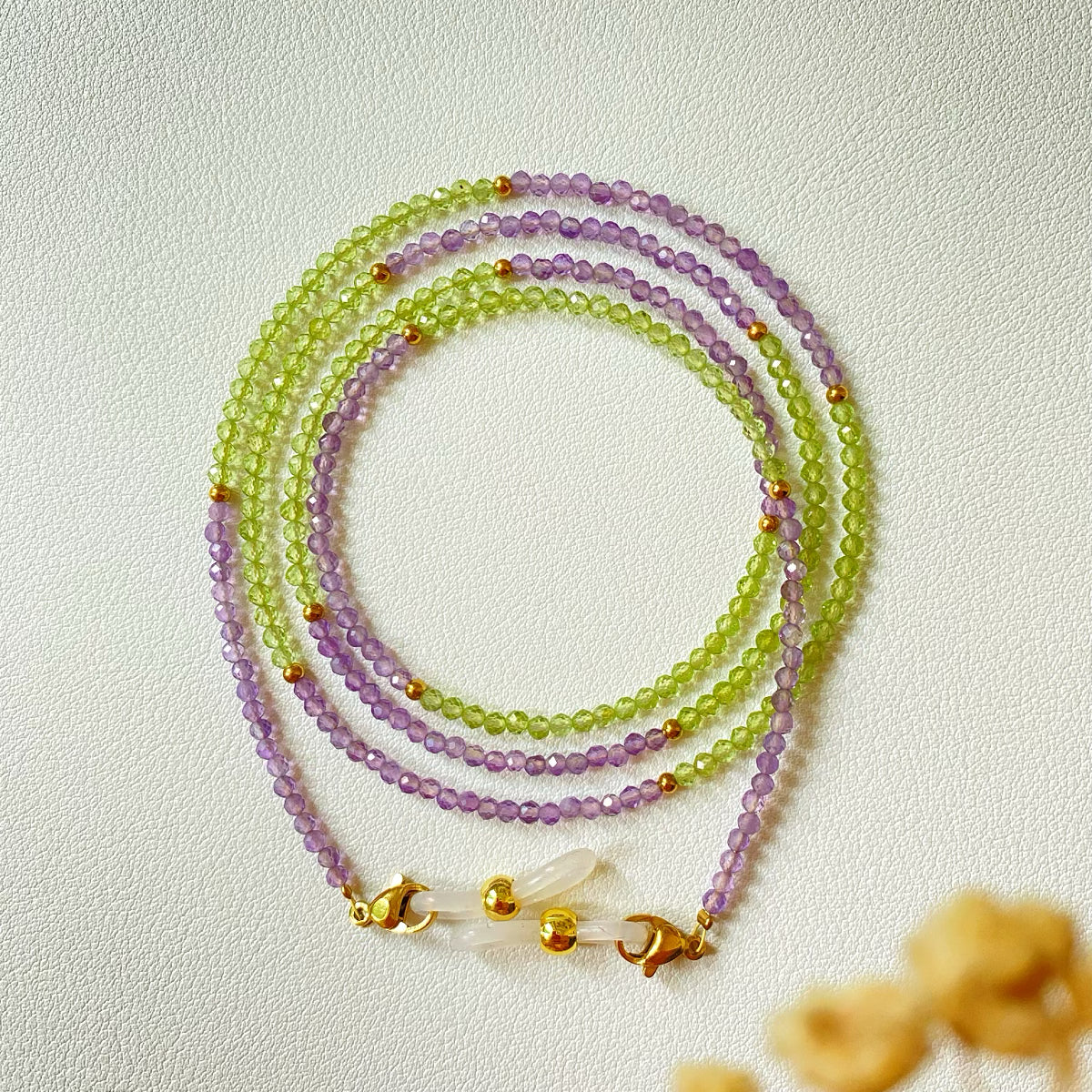 Natural Amethyst Glasses Chain – 3-in-1 Necklace & Headphone Holder