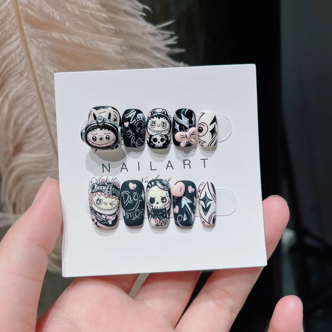 Robo-Labubu - 2025 Cyberpunk Hand-Sculpted Press-On Nails
