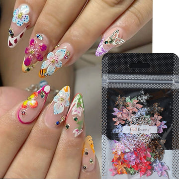 3D Jelly Flower Nail Art Charms – Spring/Summer Style in Pouch