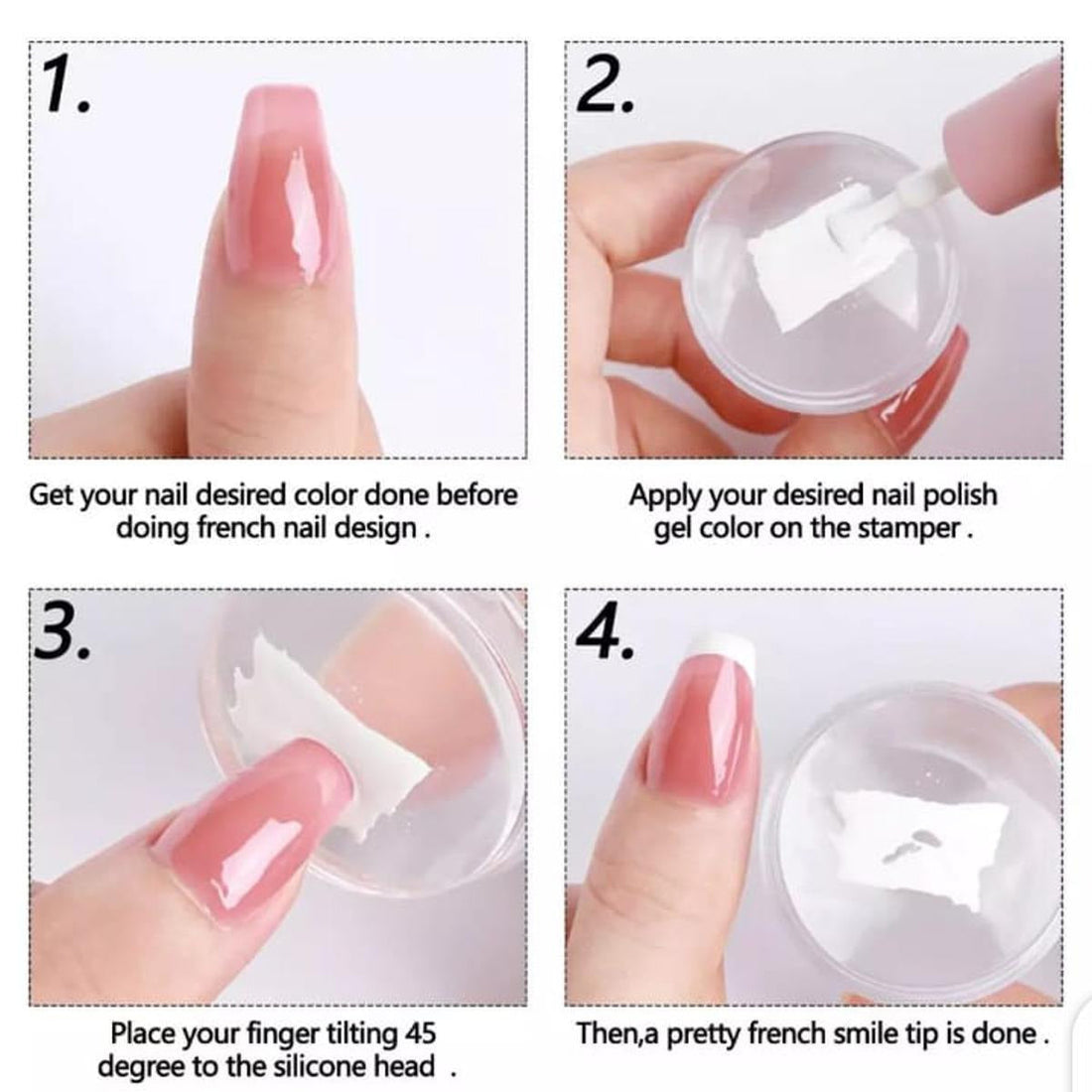 Silicone Nail Stamper for French Manicure with Cap, Nail Art Stamping Tool
