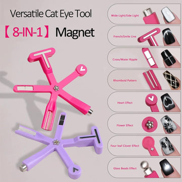 8-in-1 Cat Eye Nail Magnet Tool, Strong Magnetic DIY Nail Design